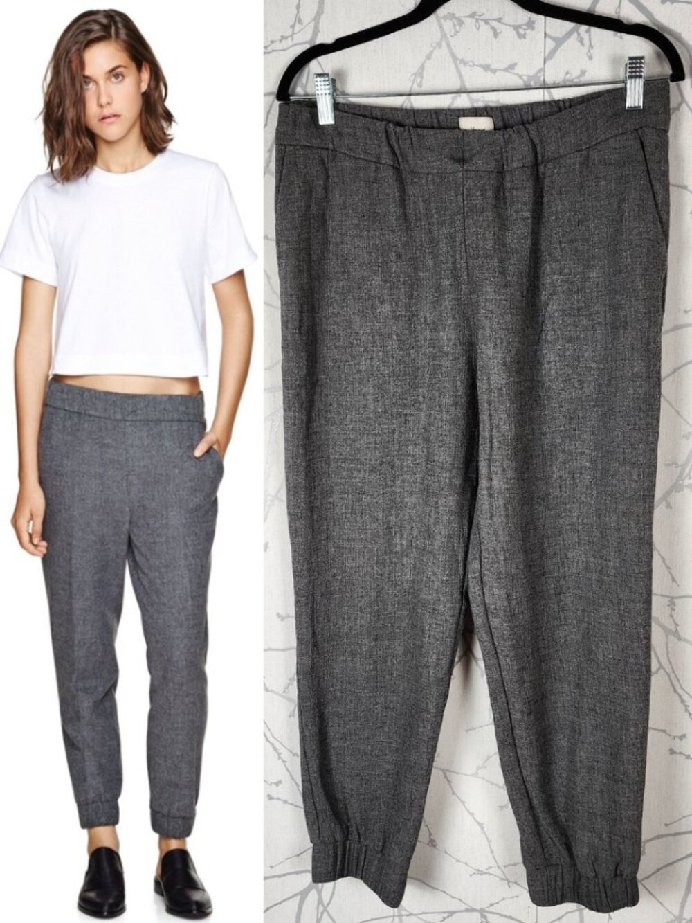 Wilfred Gray 40% Wool High Rise Jogger Cuff Ankle Pants